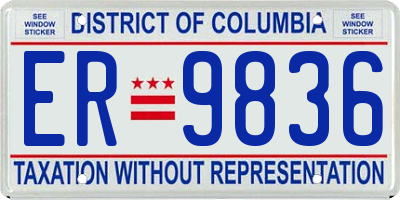 DC license plate ER9836
