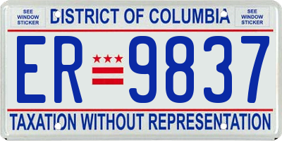 DC license plate ER9837