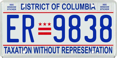 DC license plate ER9838