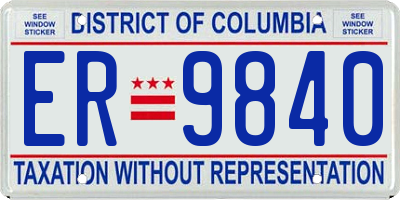DC license plate ER9840
