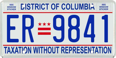 DC license plate ER9841