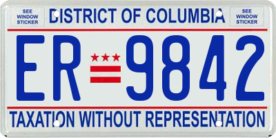 DC license plate ER9842