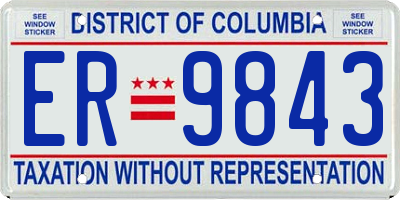 DC license plate ER9843
