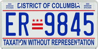 DC license plate ER9845