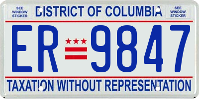 DC license plate ER9847