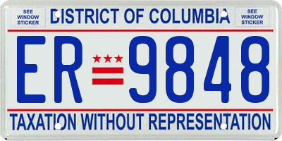 DC license plate ER9848