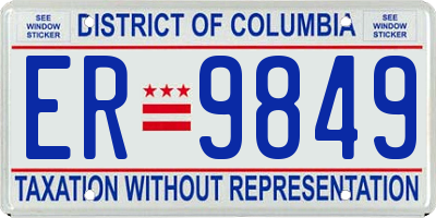 DC license plate ER9849