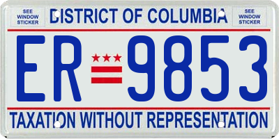 DC license plate ER9853