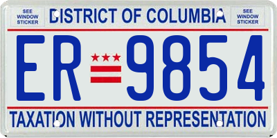 DC license plate ER9854