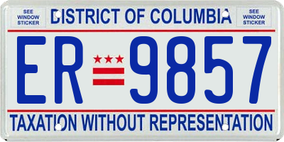 DC license plate ER9857