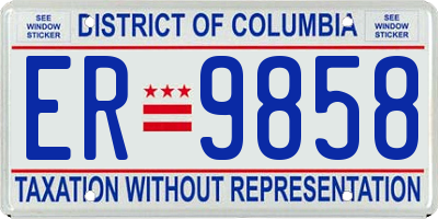 DC license plate ER9858