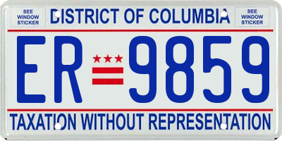 DC license plate ER9859