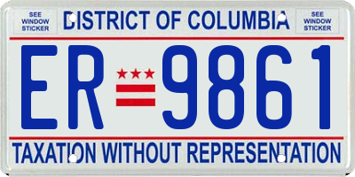 DC license plate ER9861