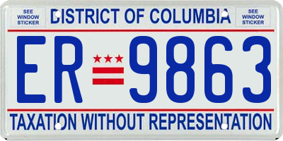 DC license plate ER9863