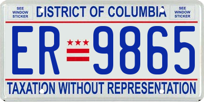 DC license plate ER9865