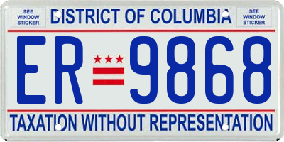 DC license plate ER9868