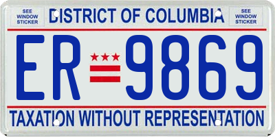 DC license plate ER9869