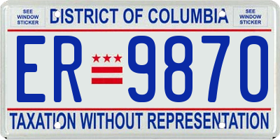DC license plate ER9870