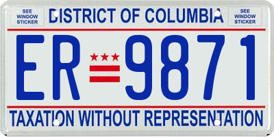 DC license plate ER9871