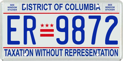 DC license plate ER9872