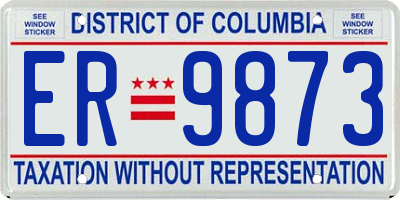DC license plate ER9873