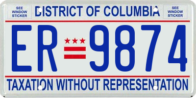 DC license plate ER9874