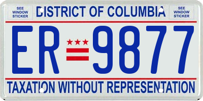 DC license plate ER9877