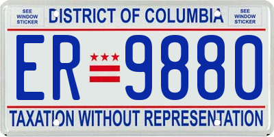 DC license plate ER9880