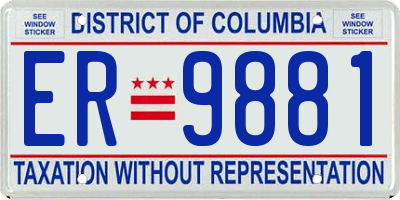 DC license plate ER9881