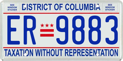 DC license plate ER9883