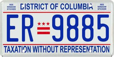 DC license plate ER9885