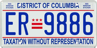 DC license plate ER9886
