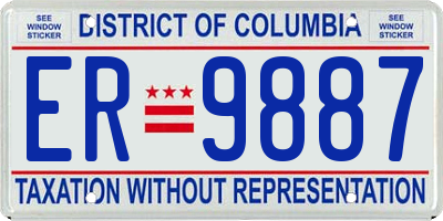 DC license plate ER9887