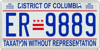 DC license plate ER9889