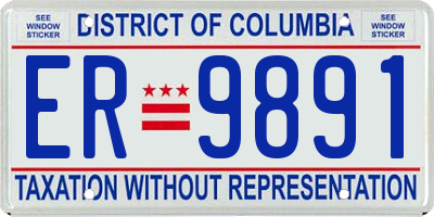 DC license plate ER9891