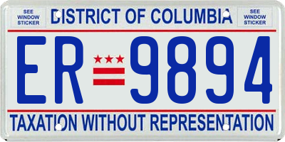 DC license plate ER9894