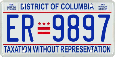 DC license plate ER9897