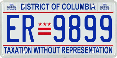 DC license plate ER9899