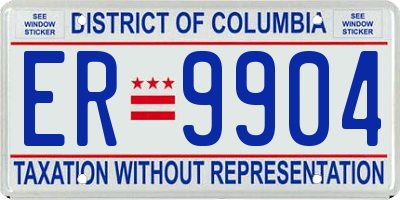 DC license plate ER9904
