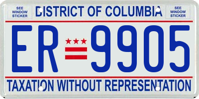 DC license plate ER9905
