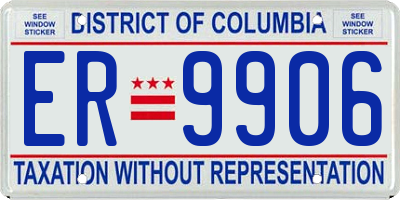 DC license plate ER9906