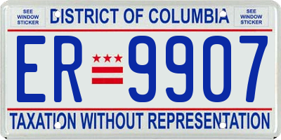 DC license plate ER9907