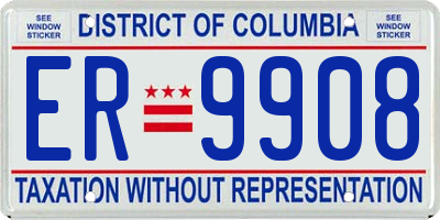 DC license plate ER9908