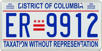 DC license plate ER9912