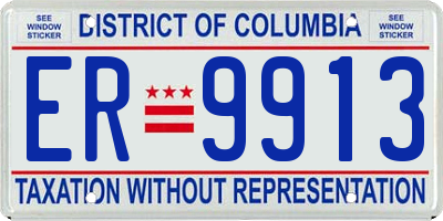 DC license plate ER9913