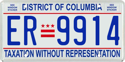 DC license plate ER9914