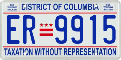 DC license plate ER9915
