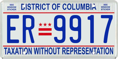 DC license plate ER9917