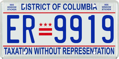 DC license plate ER9919