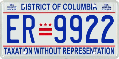 DC license plate ER9922